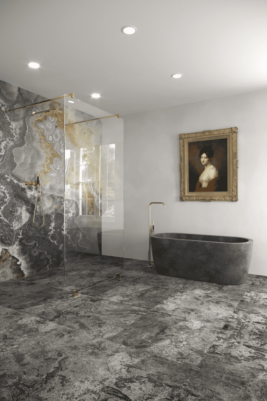Walk-in dušisein Hietakari Vetro 556, messingfurnituur, läbipaistev klaas