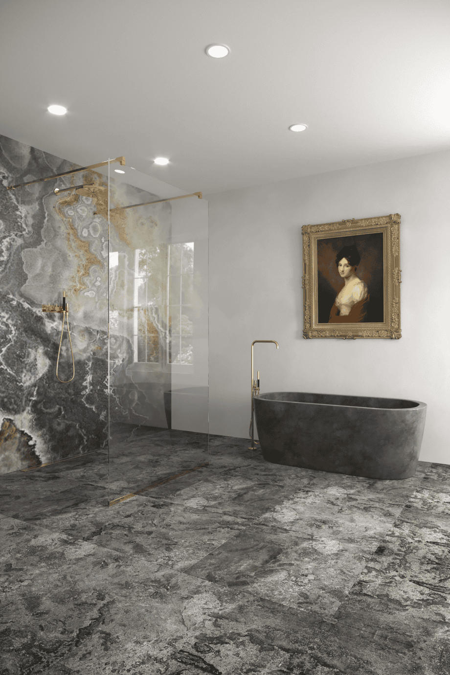 Walk-in dušisein Hietakari Vetro 559, messingfurnituur, läbipaistev klaas