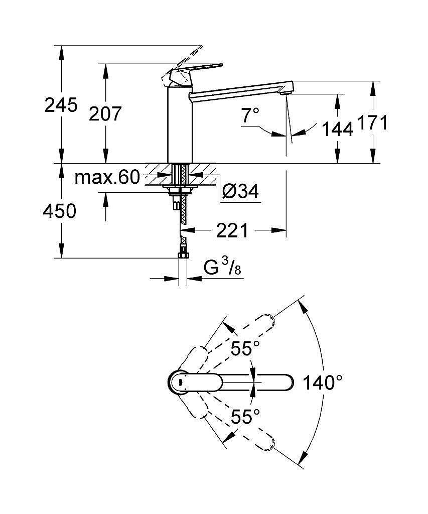 Köögisegisti Grohe Eurosmart Cosmopolitan, kroom – vaade 5