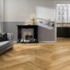 Parkett Tamm, ter Hürne, oak herringbone, kalasaba parkett, harjatud, faasitud, matt lakk – vaade 4