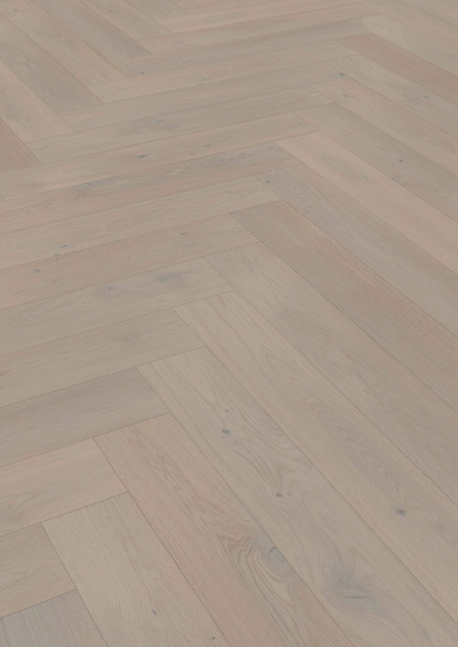 Parkett Tamm, ter Hürne, Oak light grey, helehall, kalasaba parkett, harjatud, faasitud, eriti matt lakk – vaade 2