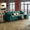 Parkett Tamm, Toffee, 1-lip, faasitud, harjatud, peits, naturaalõli, kalasabamuster, click – vaade 2