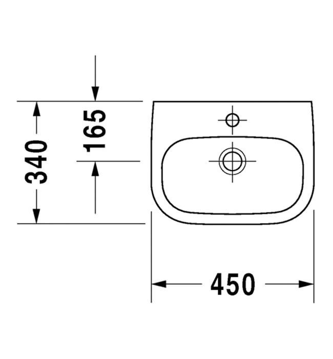 Valamu Duravit D-Code 450mm – vaade 2