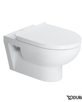 WC pott Duravit DuraStyle Basic Rimless, seinale kinnitatav, soft-close vaikselt sulguv prill-laud kaanega