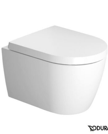 WC pott Duravit ME by Starck Compact Rimless, seinale kinnitatav, Durafix, soft-close vaikselt sulguv prill-laud kaanega