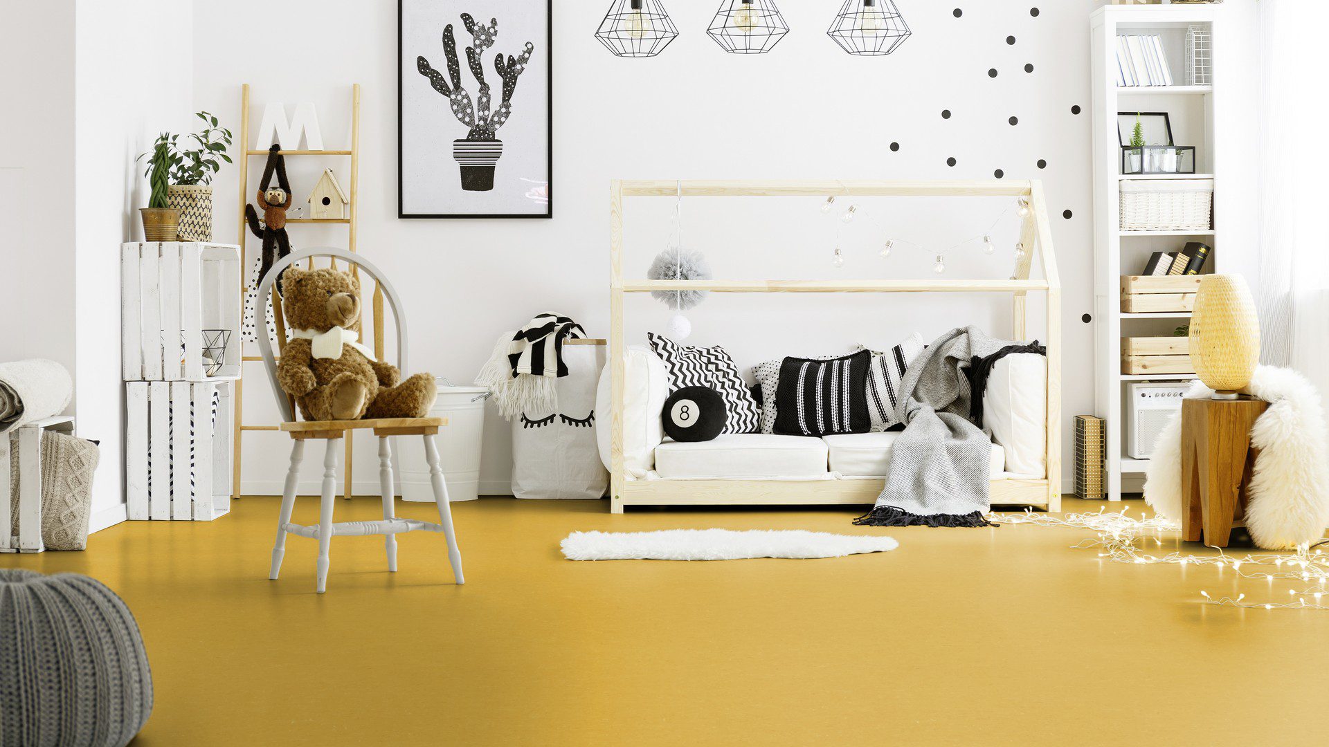 Linoleum Colorette Acoustic Plus 19 dB 0001 Banana Yellow – vaade 2