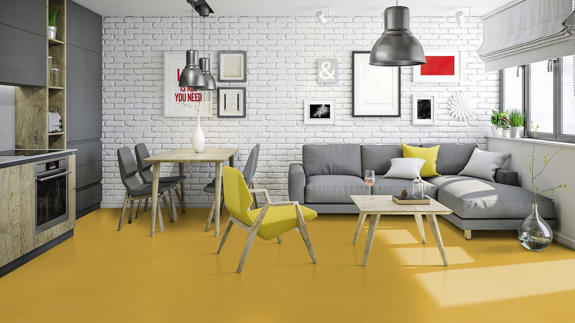Linoleum Colorette Acoustic Plus 19 dB 0001 Banana Yellow – vaade 3
