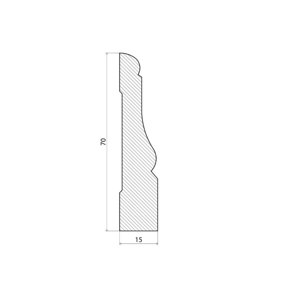 Põrandaliist mänd kombi valgeks värvitud 15x70mm – vaade 2