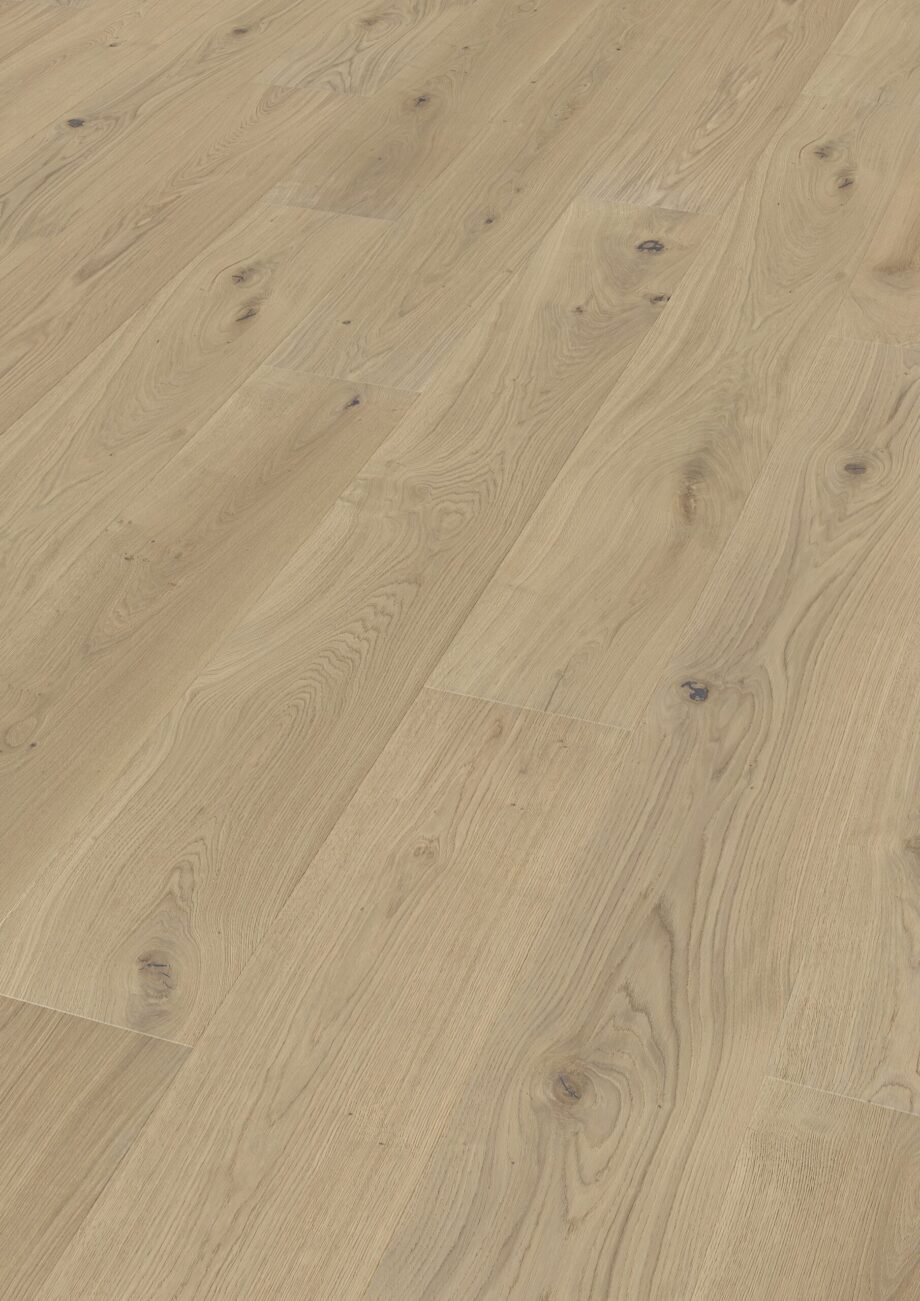 Parkett Tamm Trinity Rustical 1-lip faasitud harjatud valgeks õlitatud 305mm