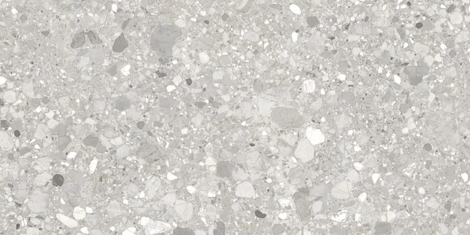 Terrazzo mustriga matt keraamiline põrandaplaat Tau Clemon Silver, 60×60 ja 60×120 cm, hõbehall, R10, rektifitseeritud – vaade 2 Terrazzo mustriga matt keraamiline põrandaplaat Tau Clemon Silver, 60x60 ja 60x120 cm, hõbehall, R10, rektifitseeritud – vaade 2