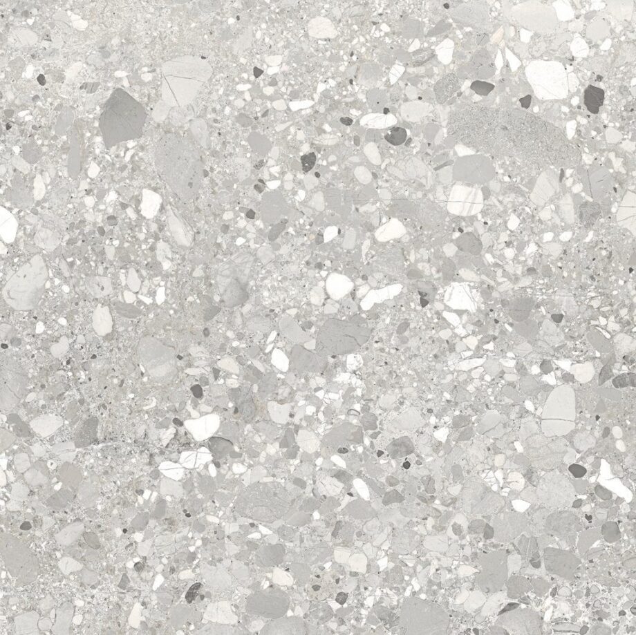 Terrazzo mustriga matt keraamiline põrandaplaat Tau Clemon Silver, 60×60 ja 60×120 cm, hõbehall, R10, rektifitseeritud Terrazzo mustriga matt keraamiline põrandaplaat Tau Clemon Silver, 60x60 ja 60x120 cm, hõbehall, R10, rektifitseeritud