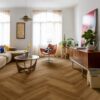 herringbone-vinyl-floor-quick-step-ciro-botanic-caramel-oak Herringbone vinyl floor quick-step ciro botanic caramel oak installed on the floor.