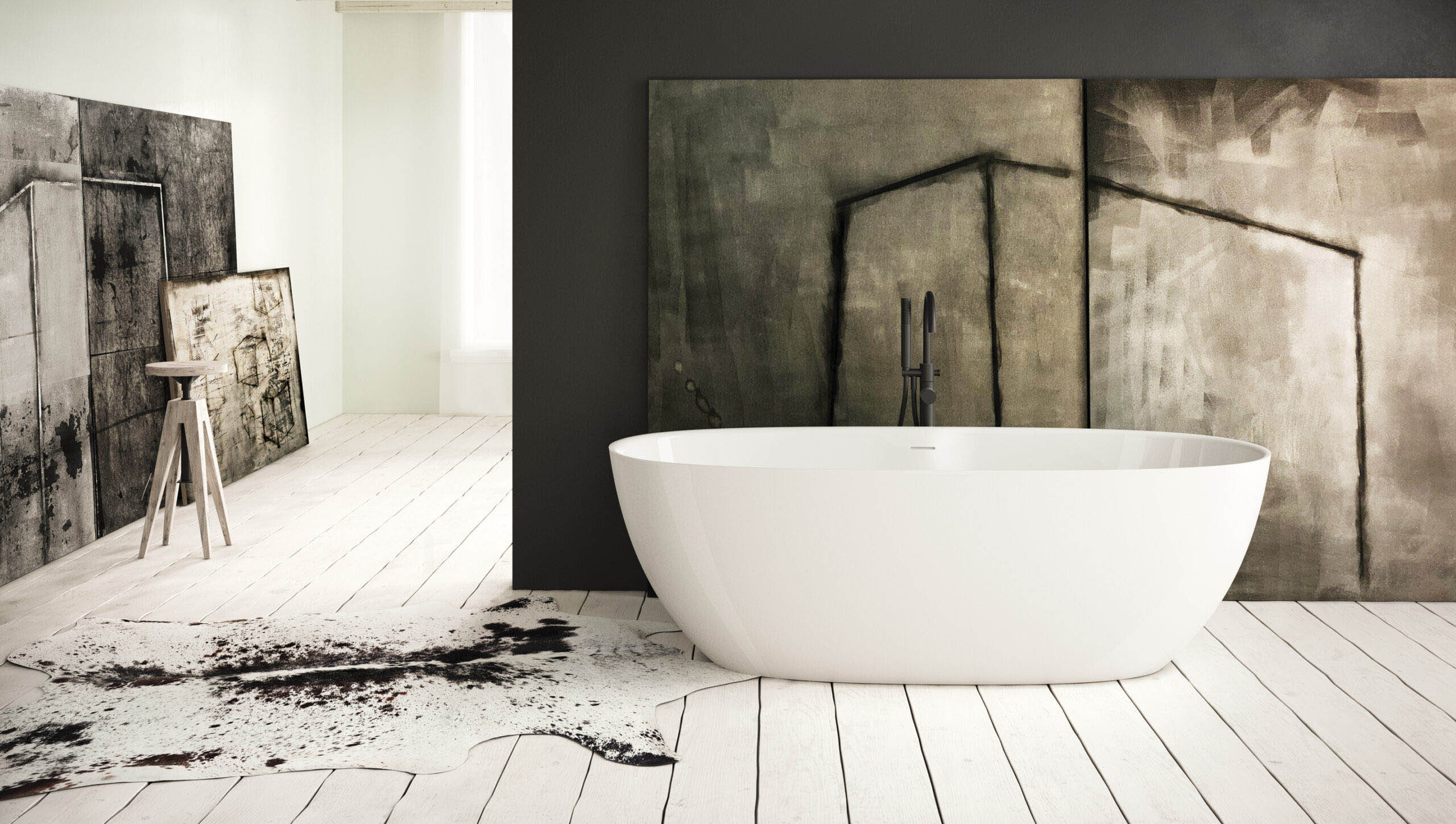Eraldiseisev kivivann PAA BELLA 170,5x80 cm, kivimass – vaade 2