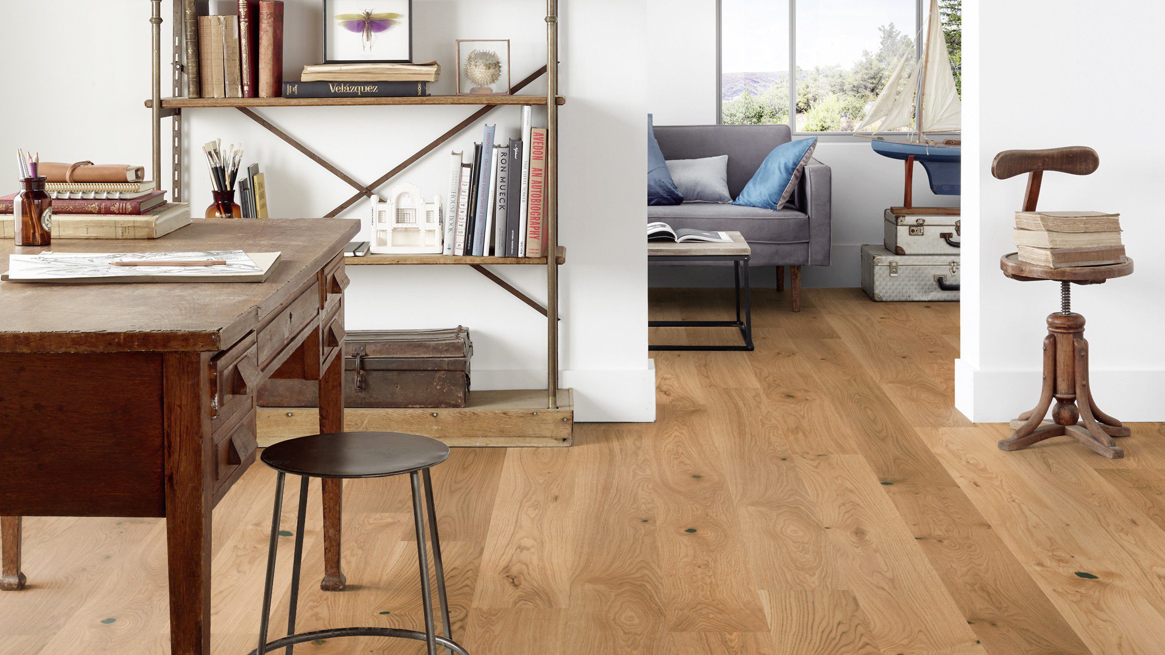 Parkett Tarkett, Grace, Tamm Rustic Plank XT, 1-lip, 2 külge mikrofaas, harjatud, Proteco ExtraMatt matt lakk – vaade 5