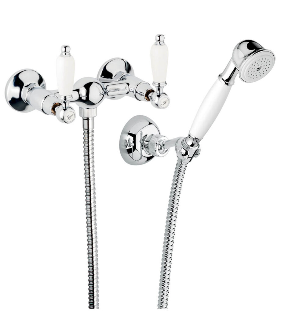 Seinale paigaldatav dušisegisti Emmevi Decò Ceramic 121002, kroom, segisti + dušikomplekt Seinale paigaldatav dušisegisti Emmevi Decò Ceramic 121002, kroom, segisti + dušikomplekt