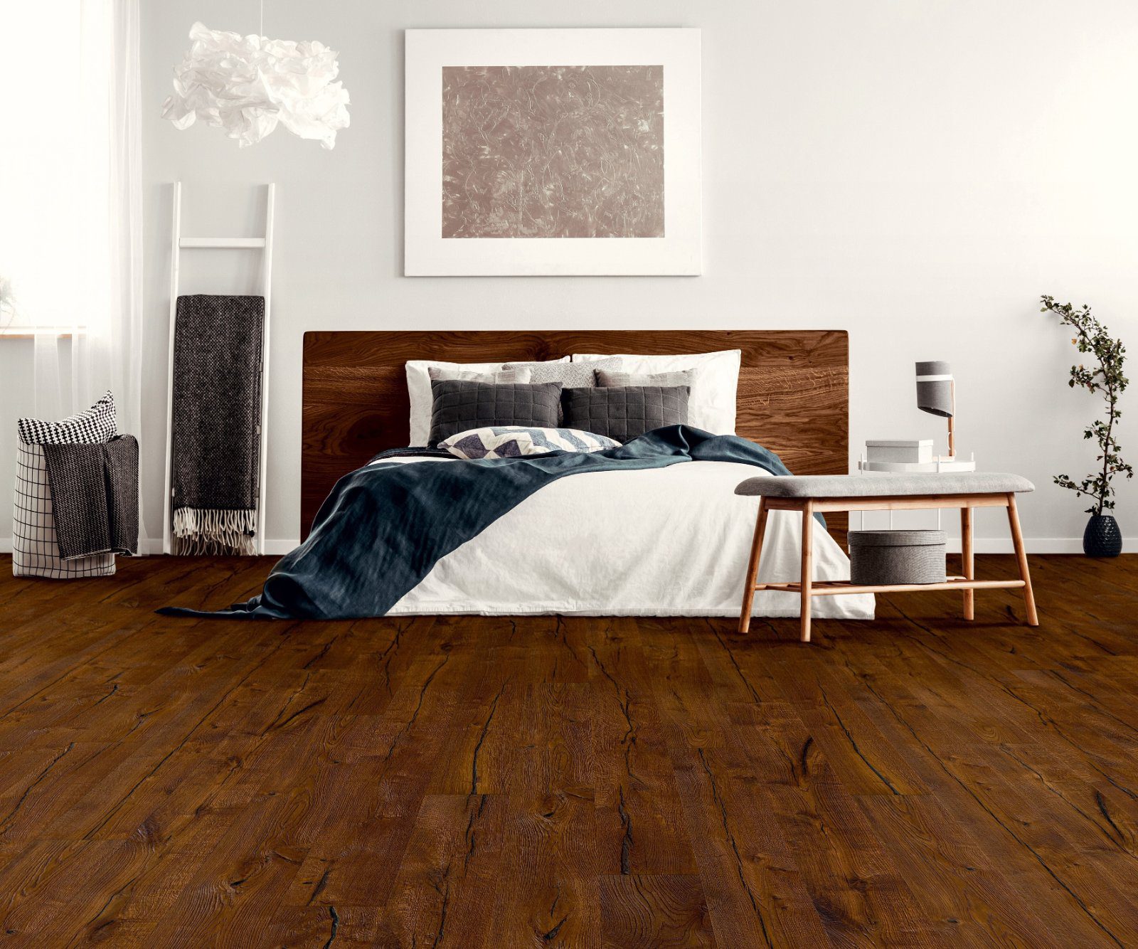 Tammeparkett Thede & Witte Boston Oldwood, tumedaks suitsutatud, õlitatud, 1-lip, 2200 x 220 x 15 mm – vaade 2