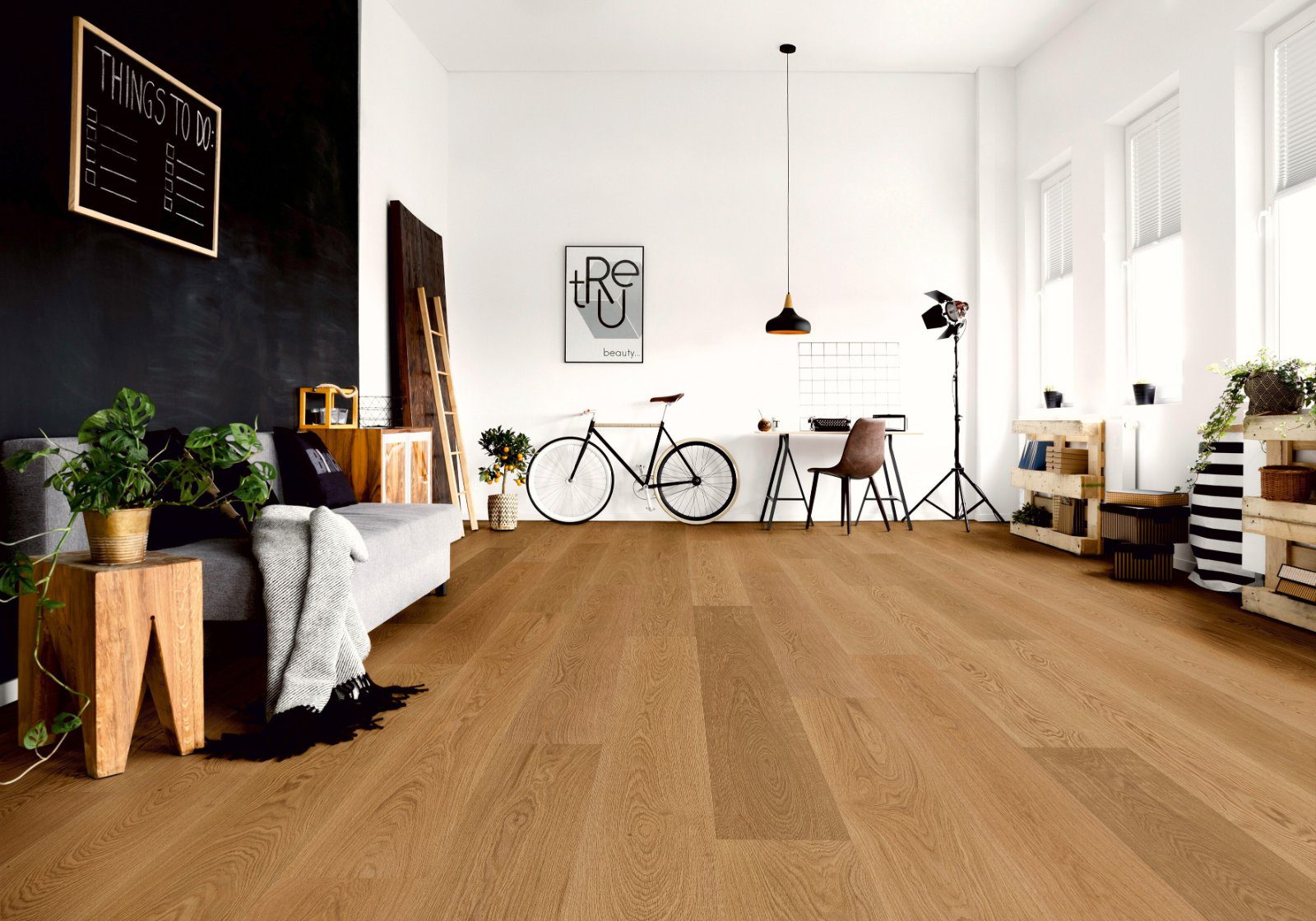 Tammeparkett Thede & Witte Boston XL, natuur, harjatud, õlitatud, 1-lip, 2200 x 260 x 15 mm – vaade 2