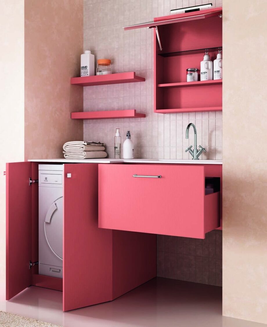 Vannitoamööbel Alchimia Kallima Lavanderia KAL01, 140 cm, tellispunane – vaade 3 Vannitoamööbel Alchimia Kallima Lavanderia KAL01, 140 cm, tellispunane – vaade 3